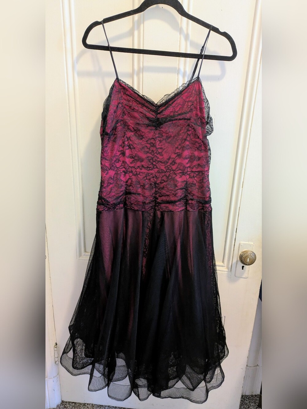 Vintage Betsey Johnson Lace-Overlay Midi Party Dress 90s Large Rare HTF - Picture 3 of 16